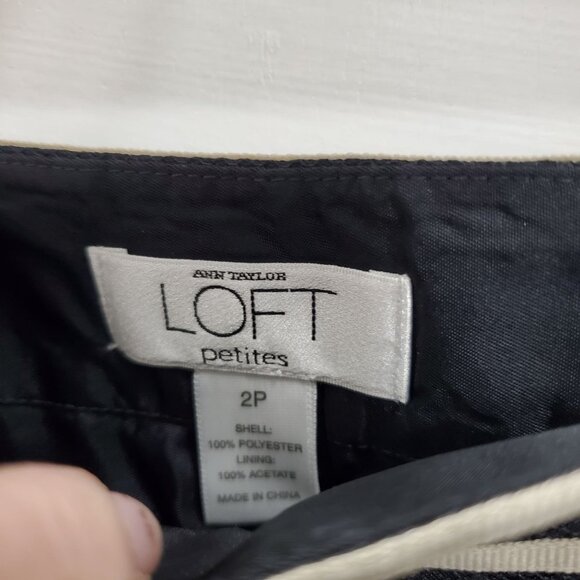 Ann Taylor LOFT Petites Black Cream Art Deco Tulle Layer Career Skirt Size 2P - Picture 3 of 4